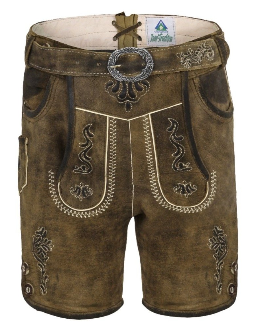 Jungen Isar-Trachten Lederhosen | Isar-Trachten Kurze Kinder Lederhose "Noah" Mit Gurtel 51827 | Eiche