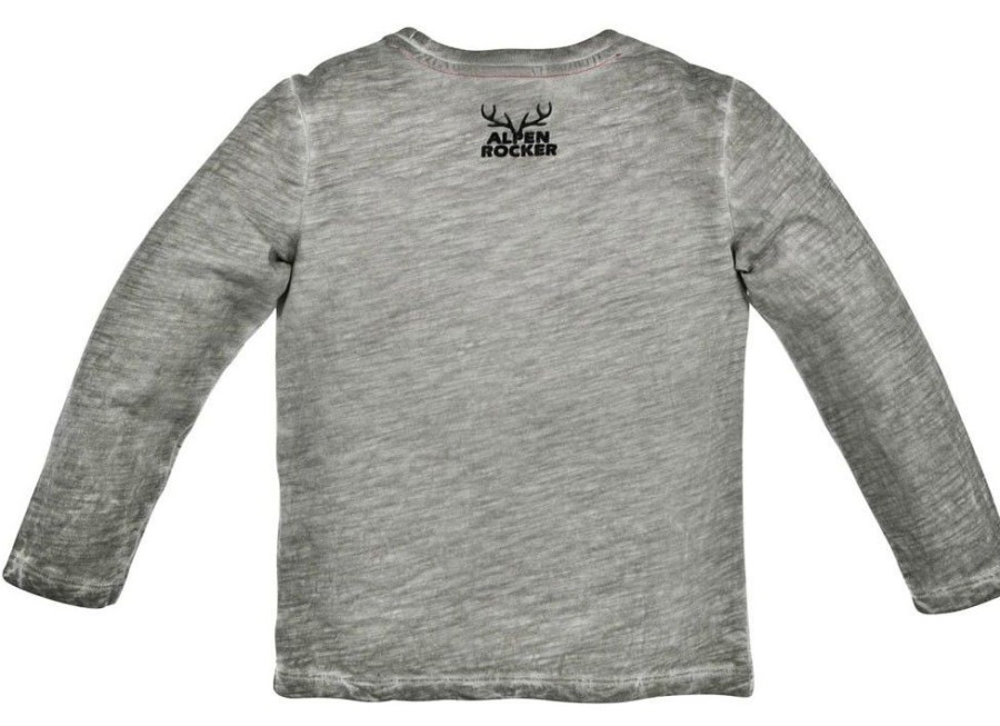 Jungen BONDI Jacken | Bondi Trachten Langarm Shirt "Alpenrocker" Mit Hirschmotiv 29920 - Stone Grau