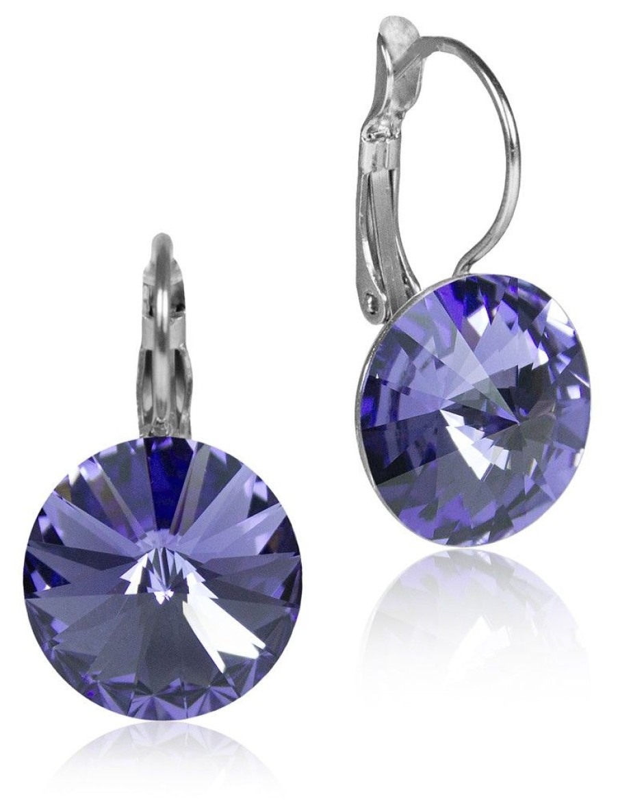 Schmuck LUISIA® | Luisia® 12 Mm Ohrringe Rivoli Mit Kristallen Von Swarovski® - Tanzanite / Lila