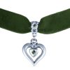 Schmuck LUISIA® Halsketten | Luisia® Samt Kropfband Heart In Heart 51239-47712 | Olivgrun