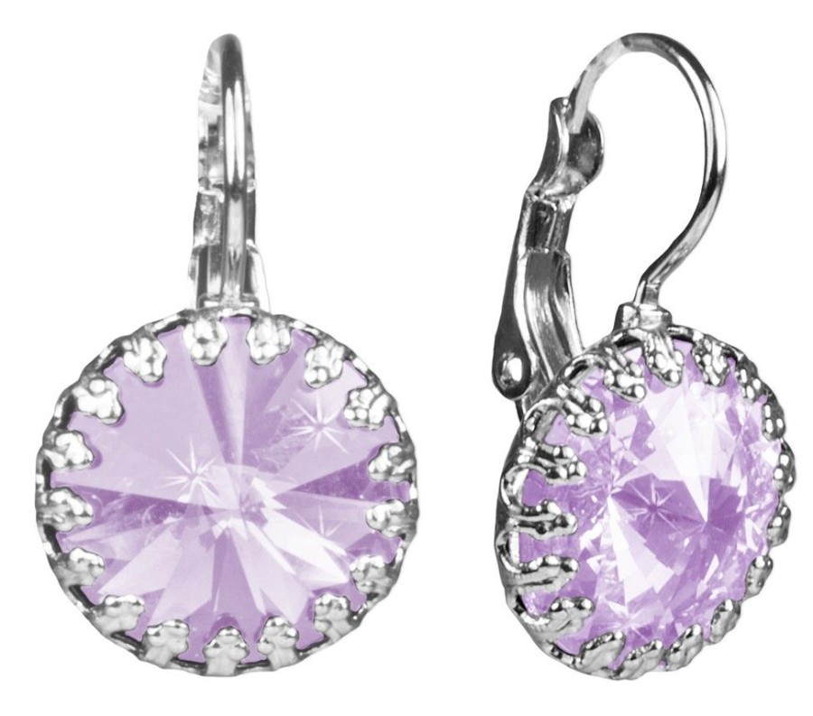 Schmuck LUISIA® Ohrringe | Luisia® Kronen Ohrringe "Vivana" Mit Swarovski® Element | Violet - Flieder