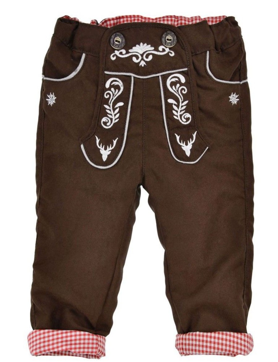 Jungen BONDI Lederhosen | Bondi Baby Jungen Kunstlederhose - Lang Gefuttert 91586 | Braun