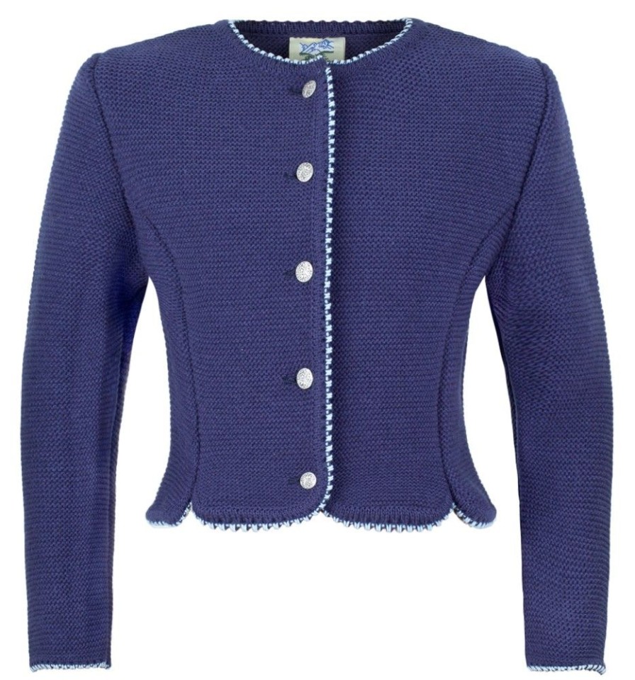 Madchen Isar-Trachten Jacken | Isar-Trachten Kinder Strickjacke "Amy" 47068 | Marine Blau