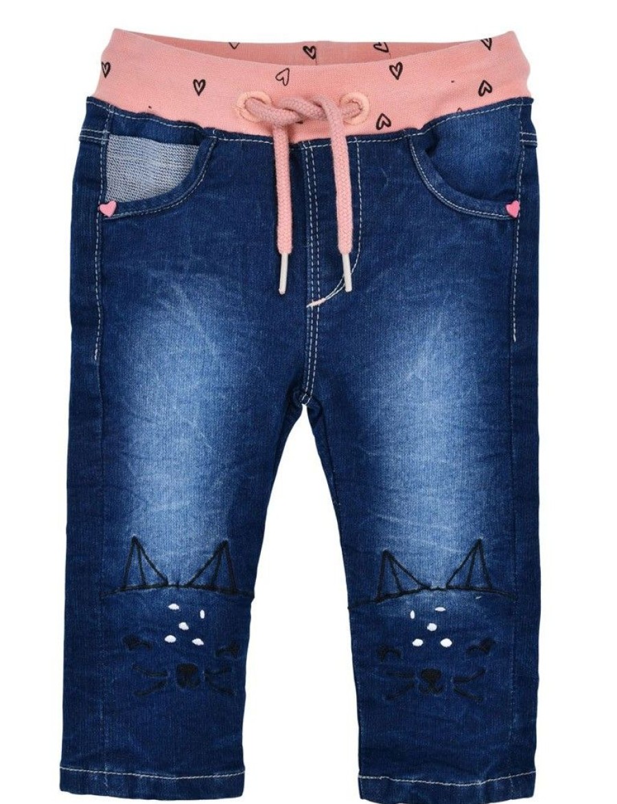 Madchen BONDI Hosen | Bondi Baby Madchen Jeans "Katze" 86656 | Blue Denim