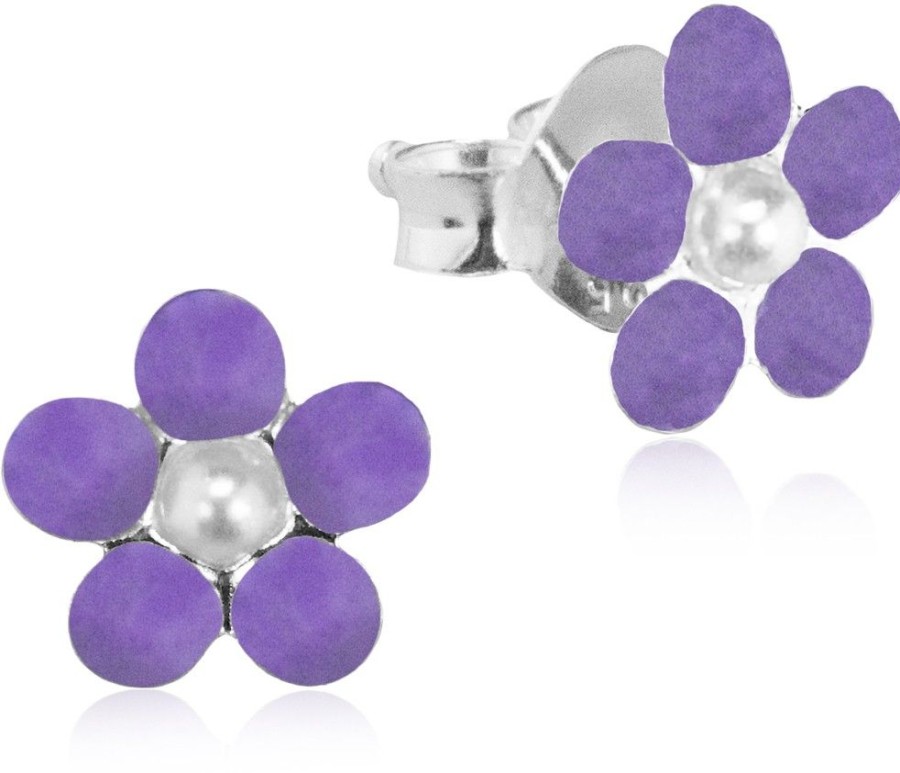 Schmuck LUISIA® | Luisia® Ohrstecker Blume - 925 Sterling Silber Lila