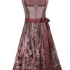 Damen MarJo Dirndl | Marjo Trachten Dirndl "Marisol" Spitzenschurze 597365 | Bordeaux Rot - 65Cm