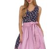 Damen Krüger Dirndl Dirndl | Kruger Madl Damen Dirndl "Molly" Mit V-Ausschnitt 49116 - Blau Rosa 60Cm