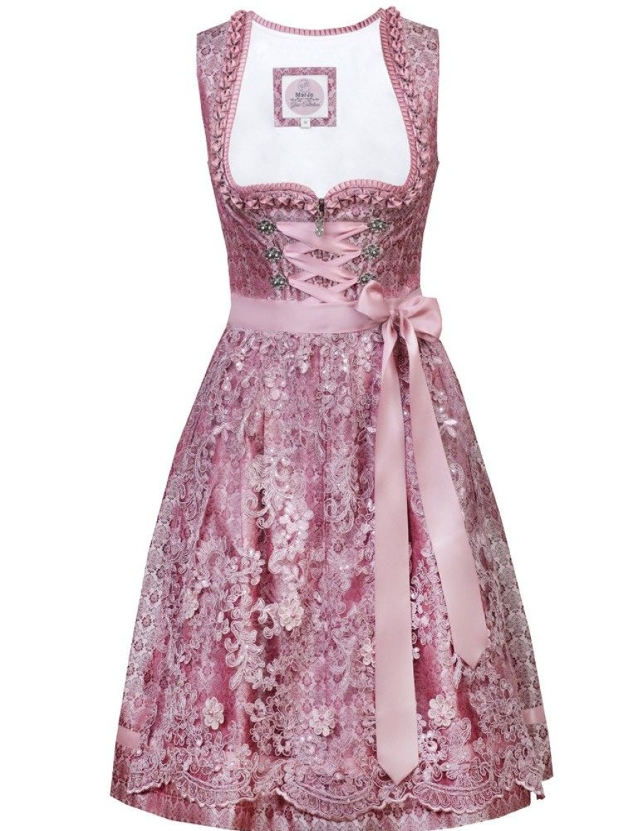 Damen MarJo Dirndl | Marjo Dirndl "Nadina" Spitzenschurze 593950 | Berry Rosa - 58Cm