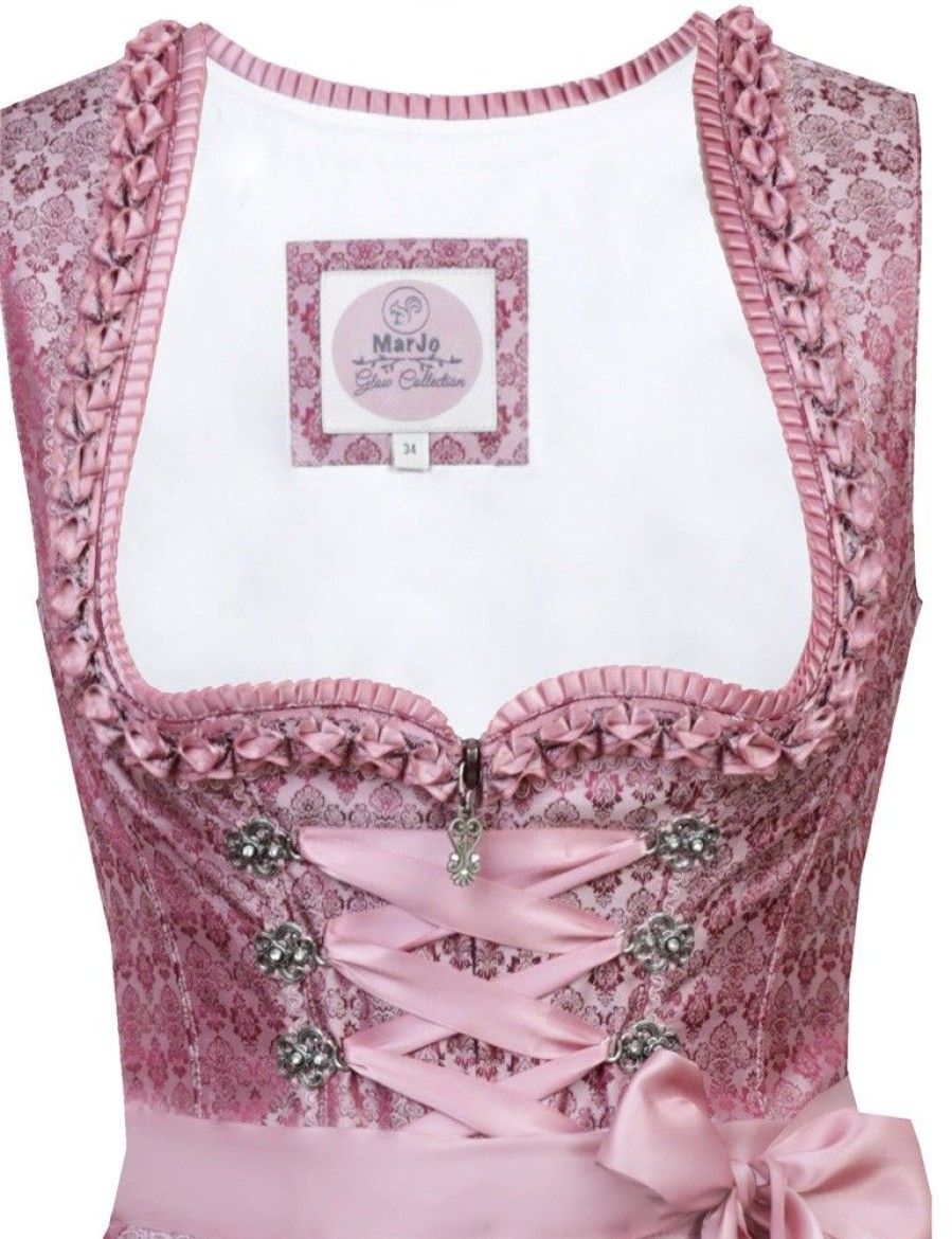 Damen MarJo Dirndl | Marjo Dirndl "Nadina" Spitzenschurze 593950 | Berry Rosa - 58Cm