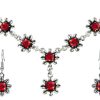 Schmuck Trachtenland | Blumen Collier Mit Ohrhangern - Rot