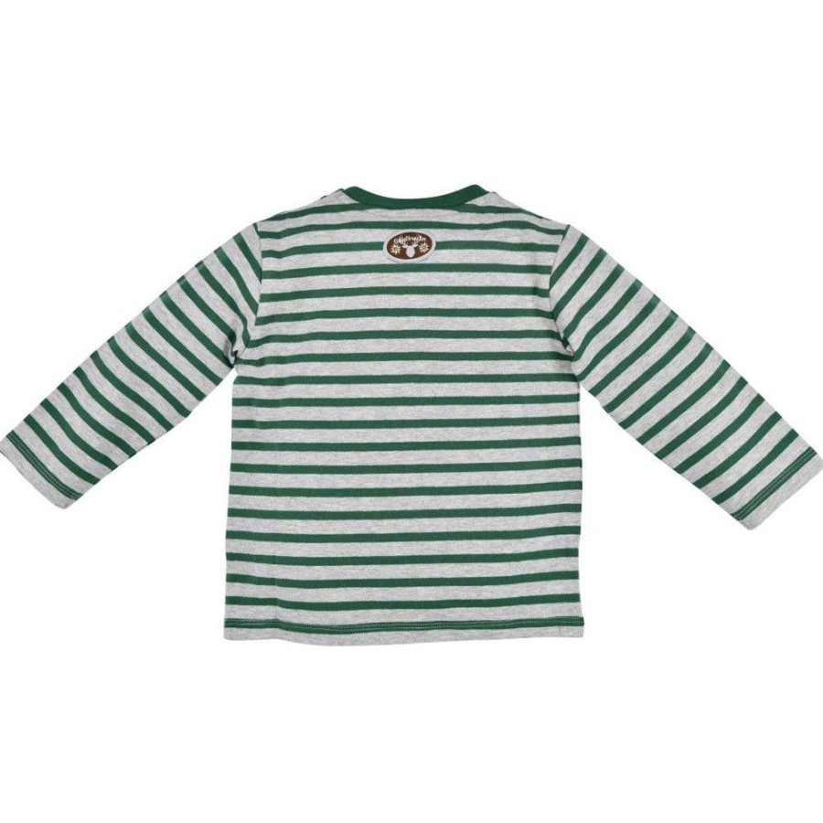 Jungen BONDI Fur´S Baby | Bondi Langarm Ringelshirt "Lausbub" Mit Hirschmotiv 91456 | Baby Jungen Pullover Grau Grun