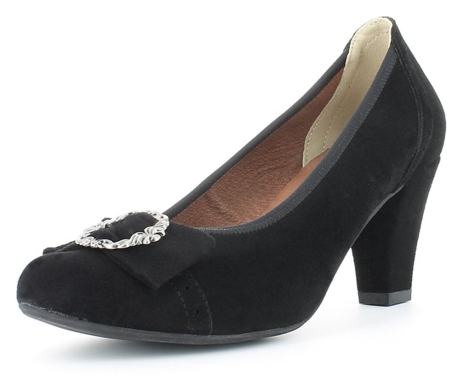 Damen Hirschkogel Pumps | Andrea Conti - Trachten Pumps Mit Zierschnalle - Schwarz