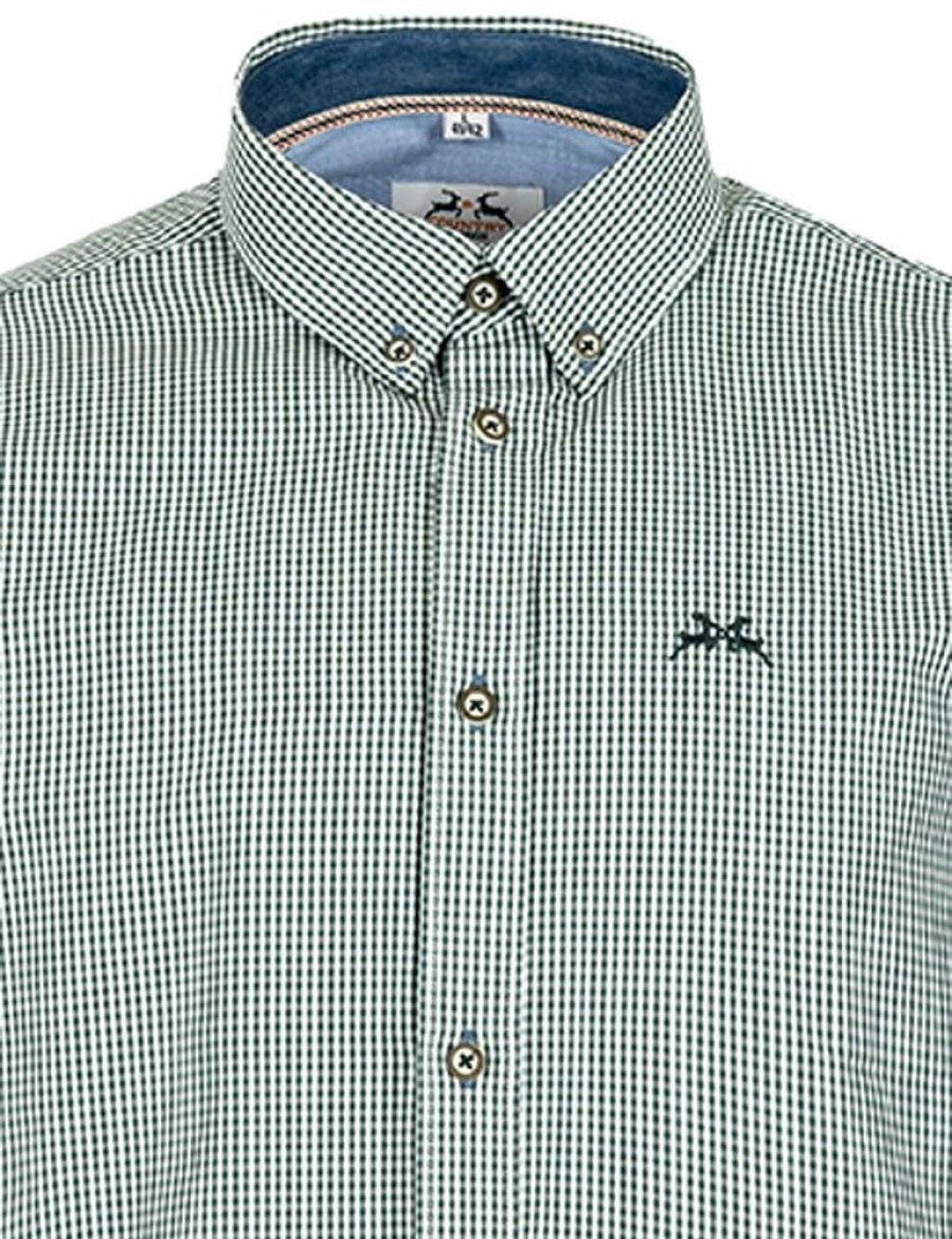 Herren Maddox Hemden | Maddox Kariertes Trachtenhemd Button Down - Hemd-47 | Grun