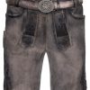 Herren Maddox Lederhosen | Maddox Kurze Herren Lederhose "Mandlach" Mit Gurtel | Camel Braun