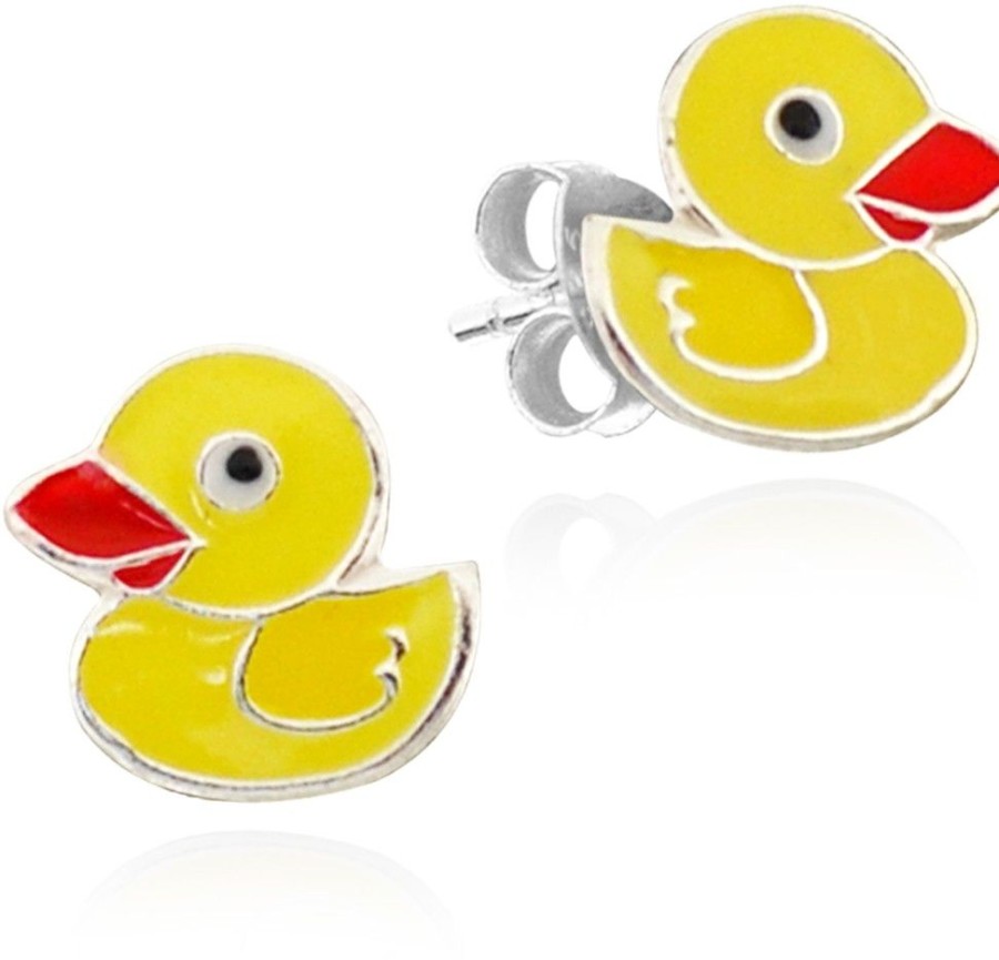 Schmuck LUISIA® | Luisia® Ohrstecker "Kinder Ohrringe Gelbe Ente" 925 Silber