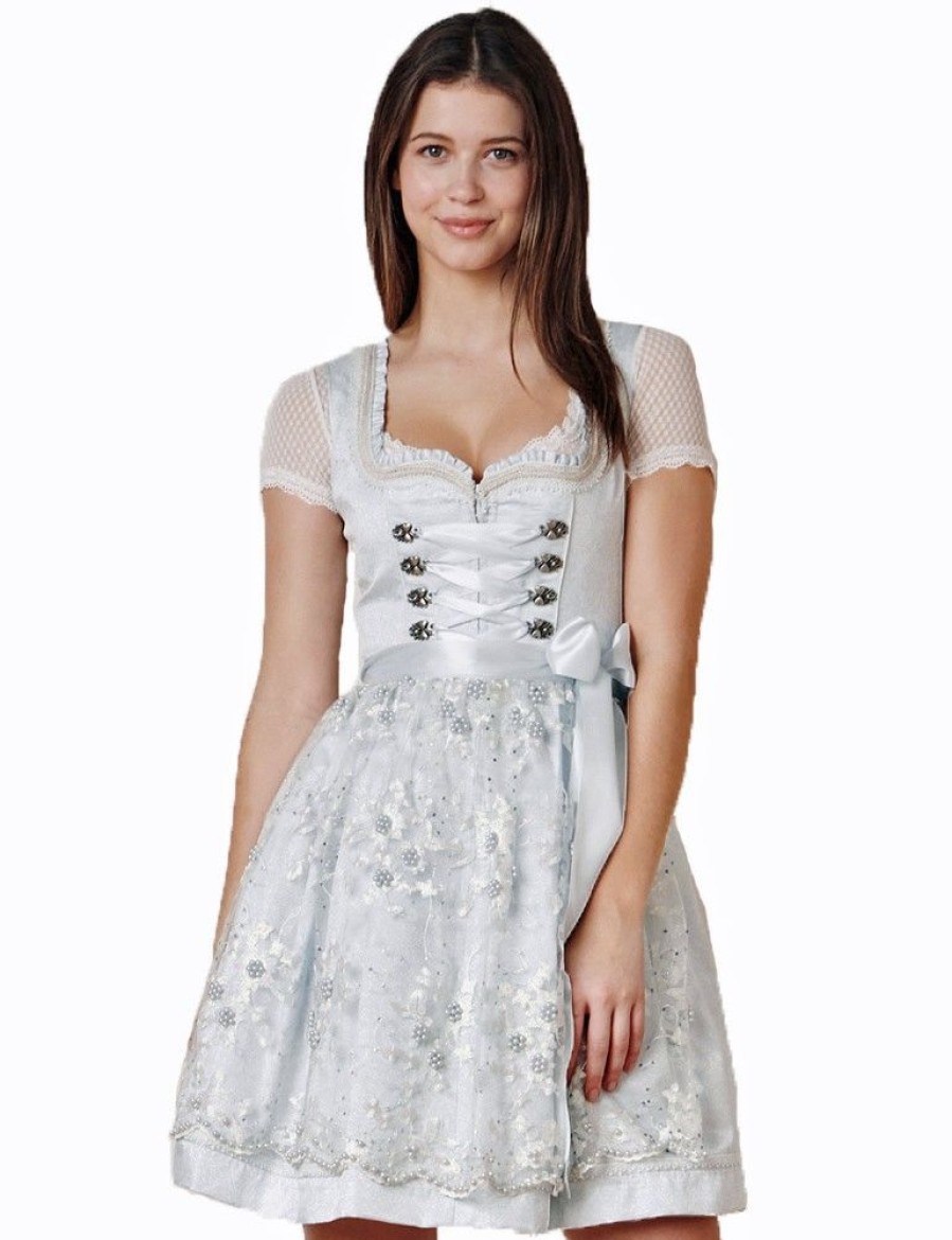 Damen Krüger MADL Dirndl | Kruger Dirndl "Sunny" Spitzenschurze 412965 | Hellblau 50Cm