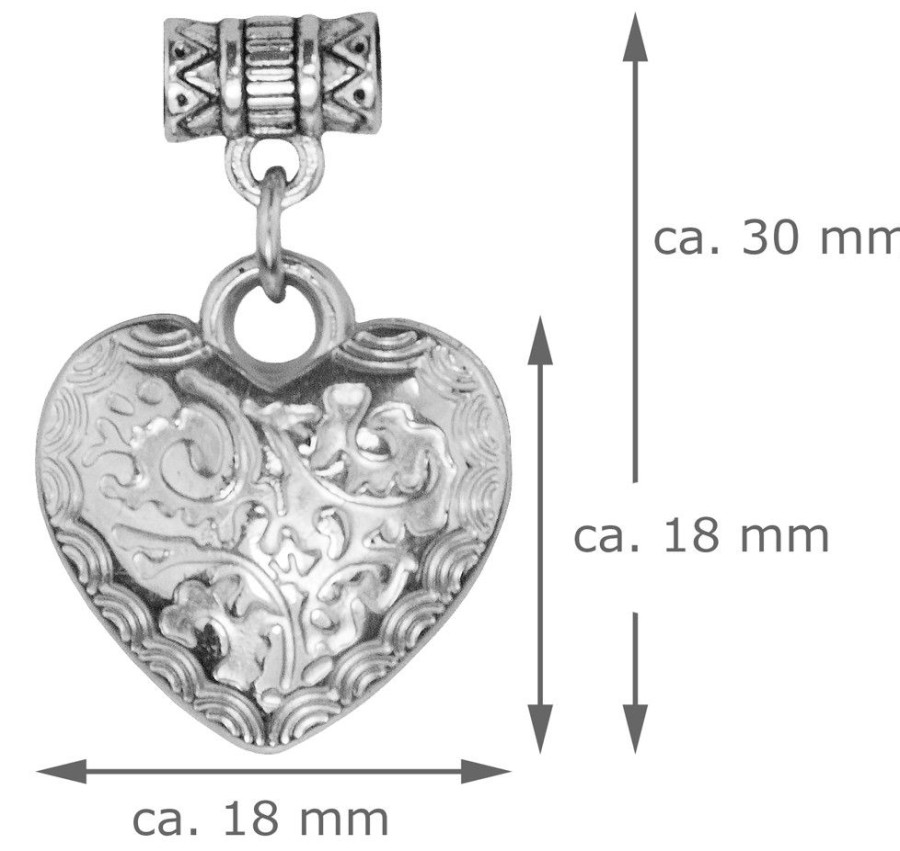 Schmuck Trachtenland | Glas Perlen Halskette Mit Herz - Grau