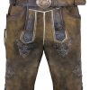 Herren Maddox Lederhosen | Maddox Kurze Lederhose "Ammersee" Mit Gurtel | Antik Nuss