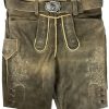 Herren Da´ Buchberger Lederhosen | Buchberger Kurze Lederhose "Schorsch 1" Mit Gurtel | Ziegenvelours Granit