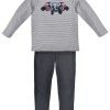 Jungen BONDI Shirts | Bondi Jungen Pyjama "Traktor" 33171 | Grau Melange