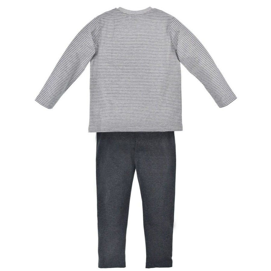 Jungen BONDI Shirts | Bondi Jungen Pyjama "Traktor" 33171 | Grau Melange