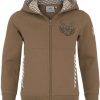 Jungen Isar-Trachten Jacken | Isar-Trachten Kapuzenjacke Fur Kinder 57301 | Sweatjacke Berber Braun