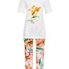 Damen Ringella Nachtwasche | Ringella Damen Pyjama Mit 7/8 Hose "Tropical" 3271208 | Weis Bunt