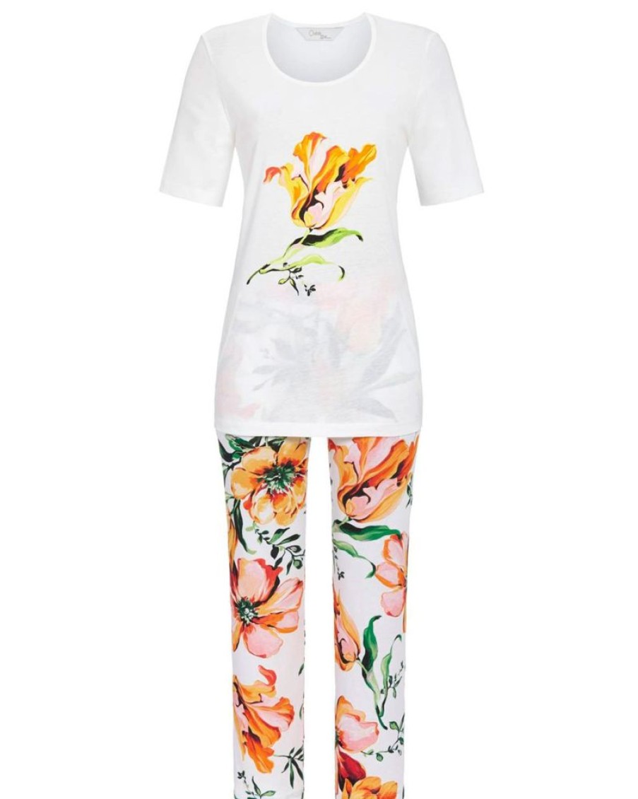 Damen Ringella Nachtwasche | Ringella Damen Pyjama Mit 7/8 Hose "Tropical" 3271208 | Weis Bunt