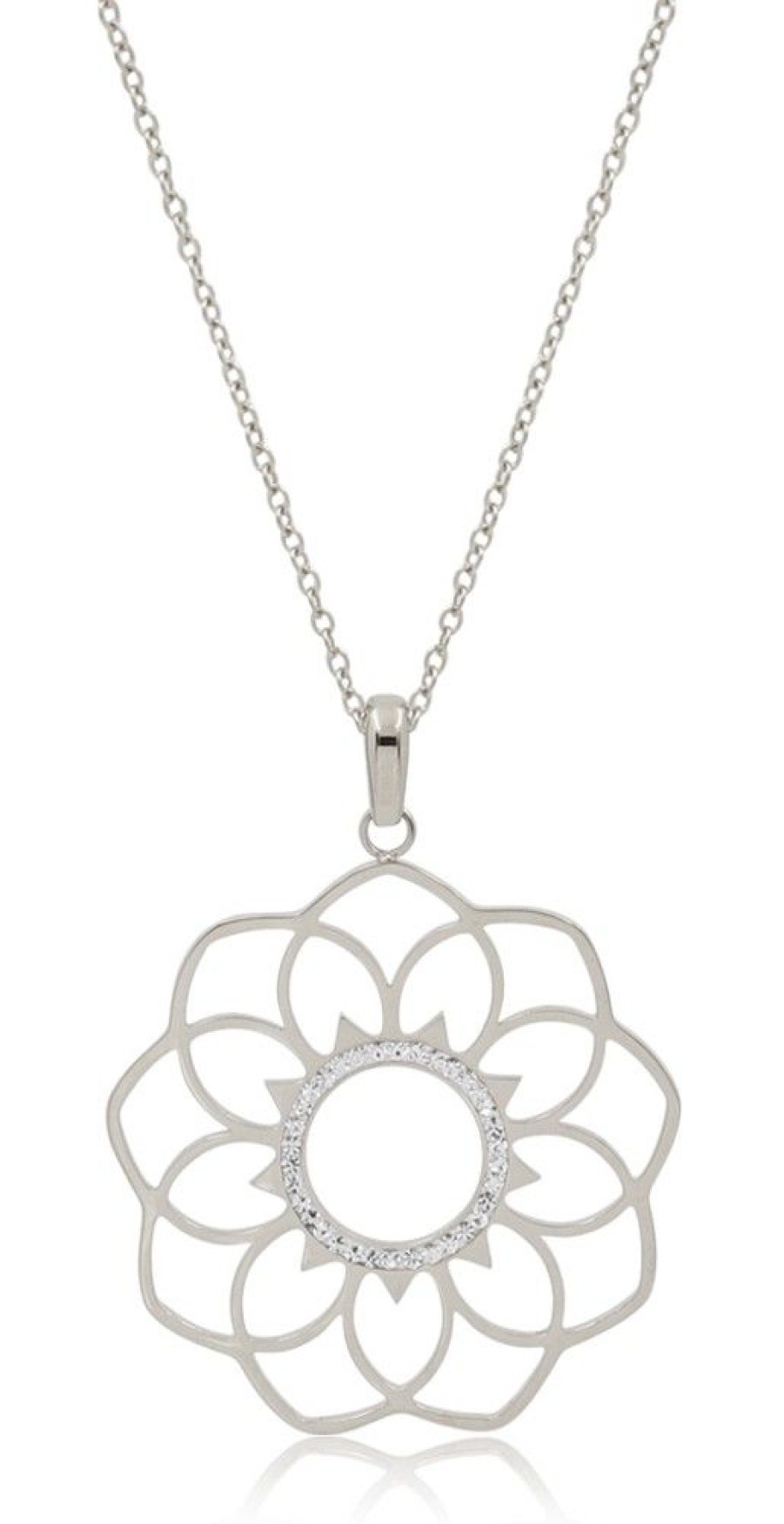 Schmuck LUISIA® | Luisia® Edelstahl Halskette 80+5 Cm Mit Anhanger | Grose Blume Mit Zirkonia