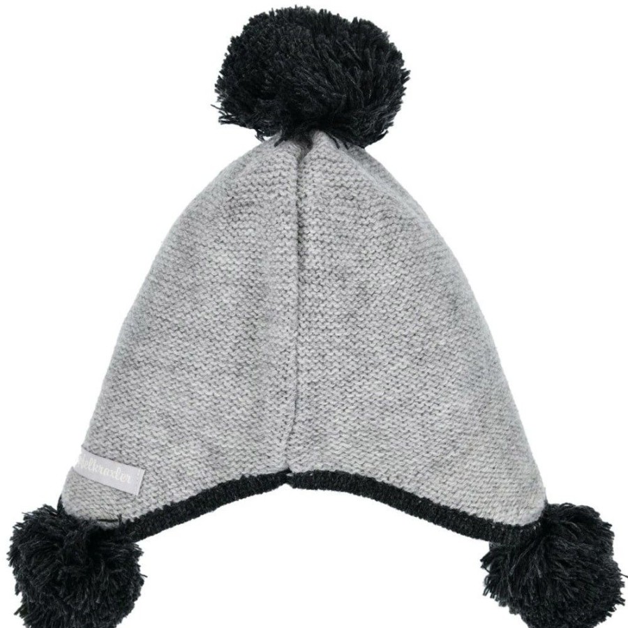 Jungen BONDI Hute | Bondi Strickmutze "Gipfelkraxler" 91467 Fur Baby Jungen - Grau | Kindermutze Wintermutze Gefuttert