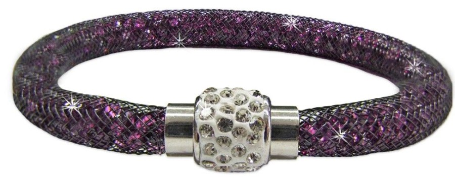 Schmuck Trachtenland | Stardust Armband Einreihig Mit Glitzerkristallen Lila