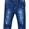 Madchen BONDI Fur´S Baby | Bondi Baby Madchen Jeans "Katze" 86517 - Blau Rosa | Lange Kinder Jogg Denim Elastisch