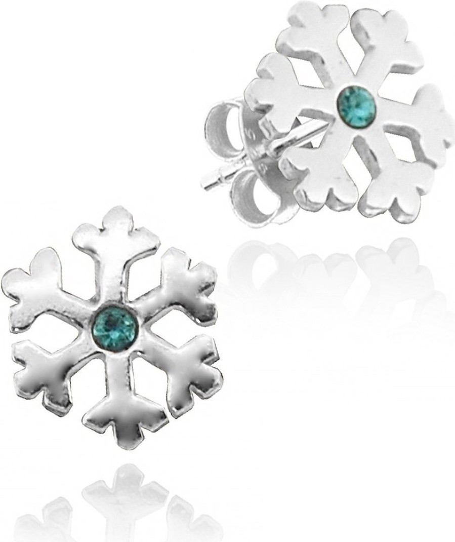 Schmuck LUISIA® | Luisia® Ohrstecker Schneeflocke Mit Kristall Von Swarovski® - 925 Sterling Silber - Blau