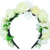 Madchen Trachtenland Hute & Haarschmuck | Hochwertiger Blumen Haarreif Blumenwiese - Creme Weis