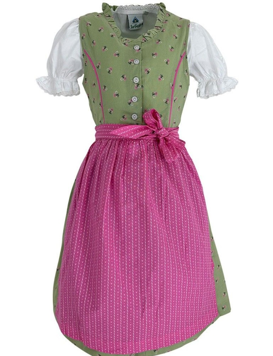 Madchen Isar-Trachten Dirndl | Isar-Trachten Kinder Dirndl "Anni" 3-Tlg. Mit Bluse 52417 | Hellgrun Rosa