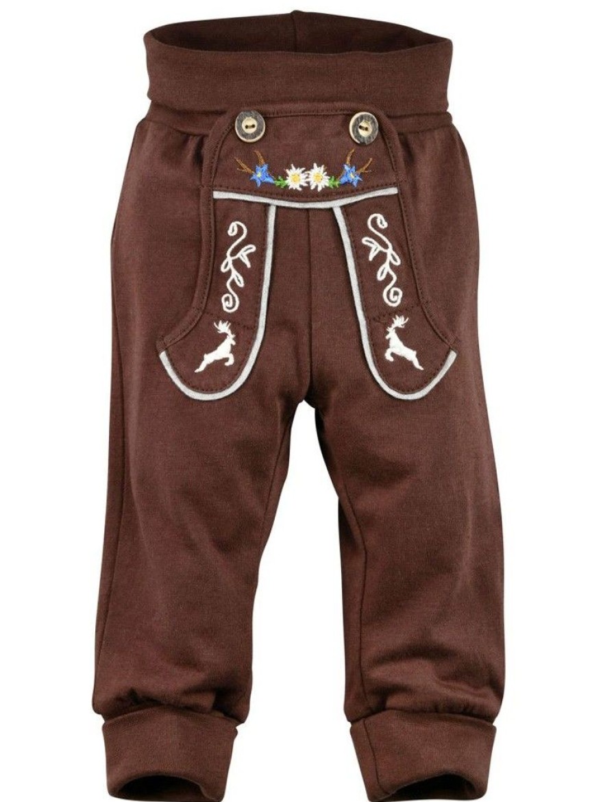 Jungen BONDI Fur´S Baby | Bondi Baby Kinder Laufhose Jogginghose "Lederhose" 91218 | Braun