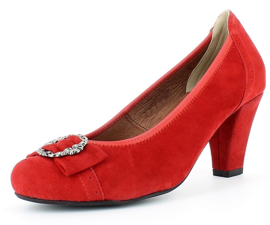 Damen Andrea Conti Pumps | Andrea Conti - Damen Trachten Pumps Mit Zierschnalle 3009226 - Rot