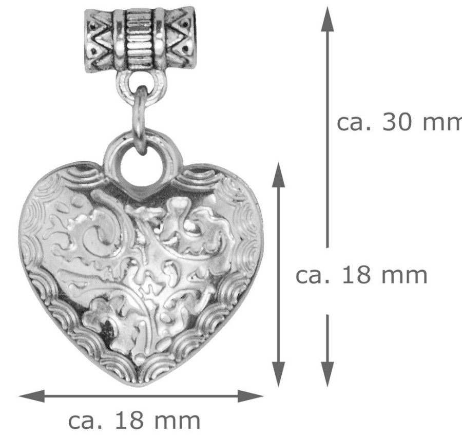 Schmuck Trachtenland | Glas Perlen Halskette Mit Herz - Khakigrun