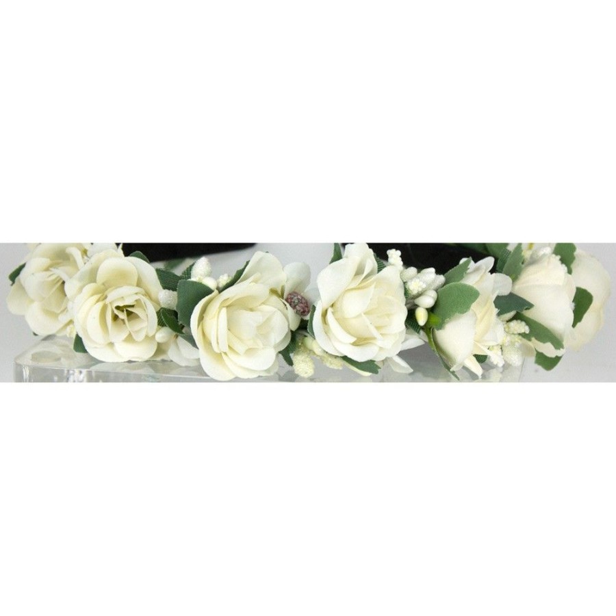 Madchen Trachtenland Hute & Haarschmuck | Blumen Haarreif "Sabia" Mit Rosen Und Bluten | Creme Weis