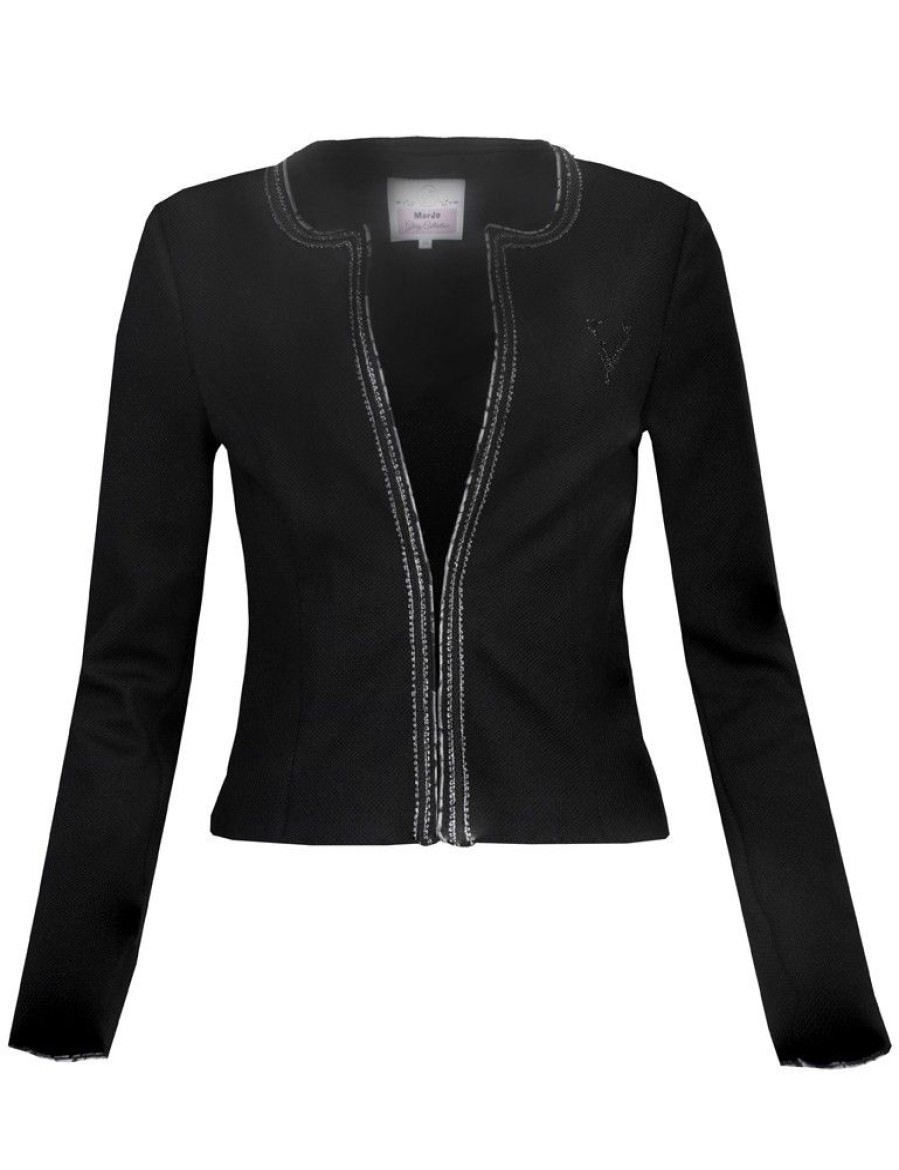 Damen MarJo Trachtenjacken | Marjo Damen Trachten Jacke "Ashley" Mit Hirschmotiv 178900 | Schwarz