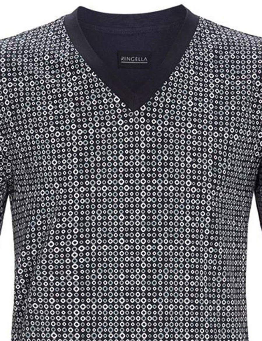 Herren Ringella Nachtwasche | Ringella Herren Shorty "Circles" 2241309 - Anthrazit / Grau | Kurzer Schlafanzug