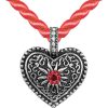 Schmuck Trachtenland | Kordel Halskette Mina Mit Herz Und Strass - Rot