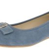 Damen Hirschkogel Ballerinas | Hirschkogel Damen Ballerinas "Lea" Mit Zierschnalle 3005707 Leder Schuhe - Jeansblau