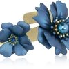 Schmuck LUISIA® | Luisia® Armreif Armspange Nelia Mit Blumen - 16 Karat Vergoldet Dunkelblau