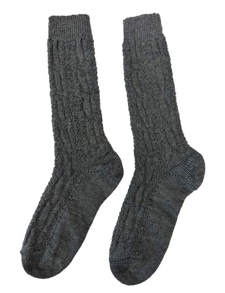 Herren Marschall Trachten Strumpfe | Trachten Shopper Socken Mit Zopfmuster - Trachtenstrumpfe | Dunkelgrau